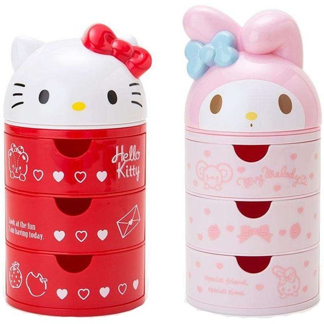 Sanrio New Hello Kitty My Melody Pompompurin Storage Box Desktop Decorations Cosmetics Hair Rope Cute Sense of Luxury Sweetness