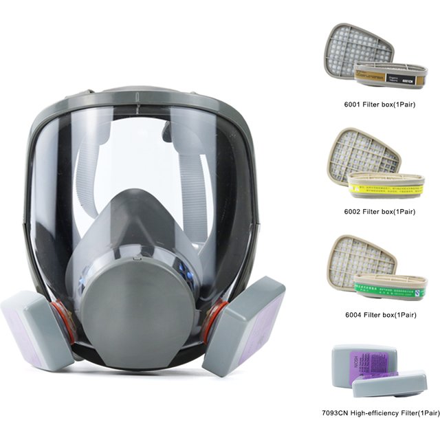 Masque à gaz chimique 3/25/17/27 en 1, respirateur anti-poussière 6800, filtre facial complet anti-buée 6001, pour soudure, peinture en aérosol, pesticides