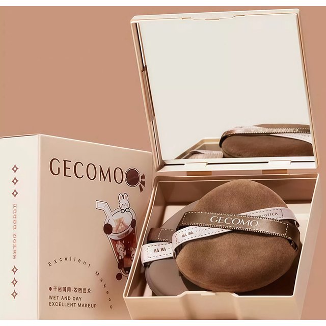 Two-pack Powder Puff Set Box with Mirror, Wet And Dry Dual Use, Super Soft Makeup Sponge And Loose Powder Air Cushion