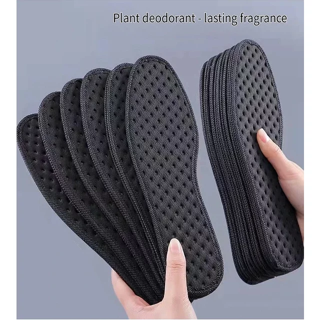 1Pair Bamboo Plant Deodorant Running Sports Insole Charcoal Antibacterial Shoes Insoles for Feet Thick Shock Absorbing Shoe Sole