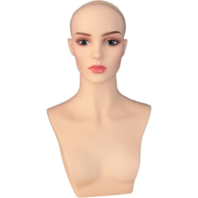PVC Female Mannequin Head with Bust Display For Wigs Hat and Jewelry New Makeup Head (Only Mannequin Head)