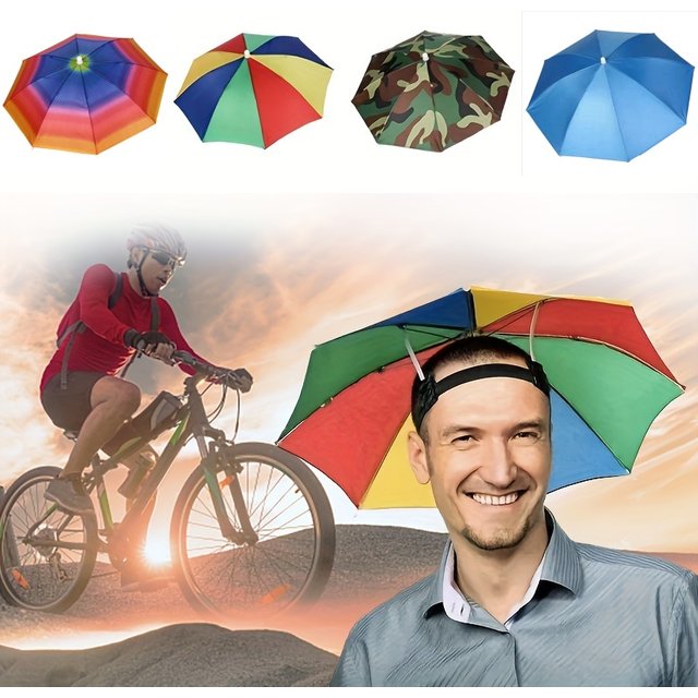 Rain Umbrella Hat Foldable Sun Shade Waterproof Fishing Headwear Cap Beach Head Hats Outdoor Hiking UV Protection Sunscreen