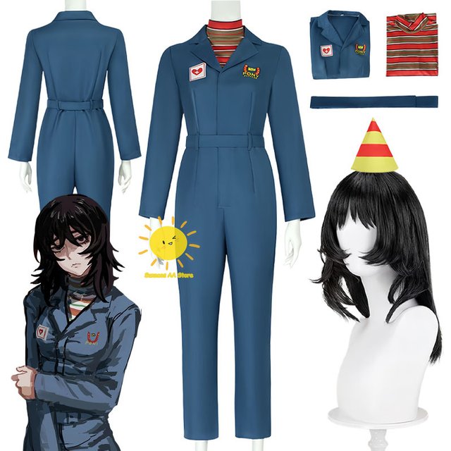 Game Mouthwashing Cosplay Anya Cosplay Costumes Bodysuit Tops Belt Hat Anya Suit Workwear Wig Halloween Carnival Cos Adult Women