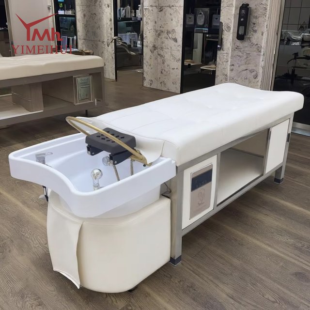 Full Lying Salon Hair Thai Head Treatment With Water Circulation Synthetic Leather Japanese Shampoo Bed for Barber Shop