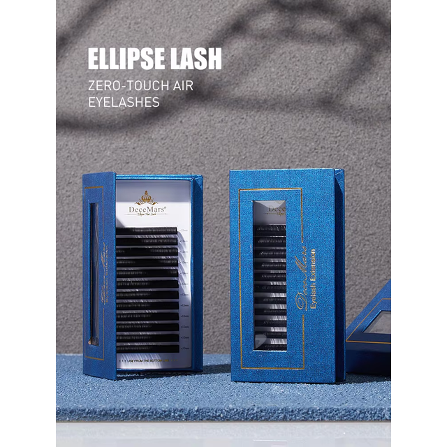 DeceMars Ellipse Flat Eyelash Extension Soft Tips Light Weight Individual Mink for Makeup