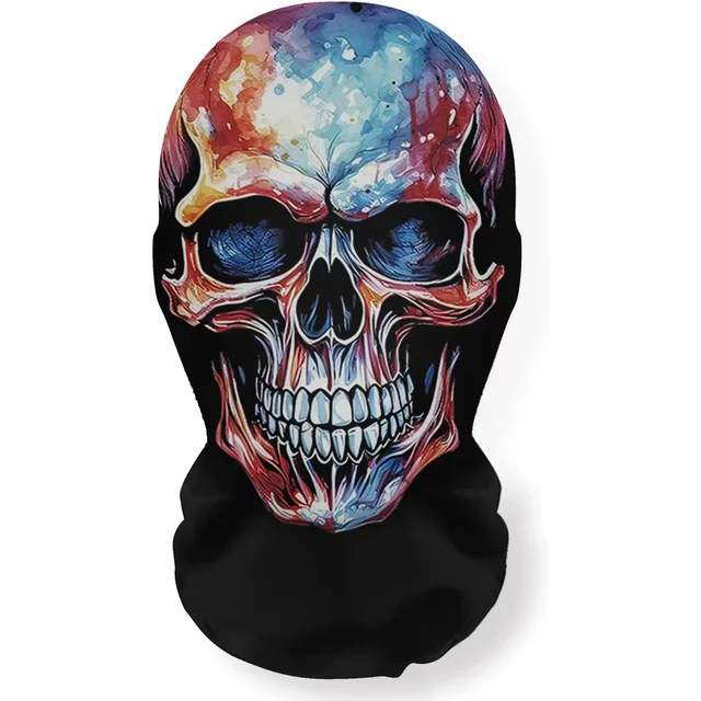 Masque de squelette d'halloween, capuche en maille élastique, accessoire de Cosplay de fête effrayante, couverture faciale respirante