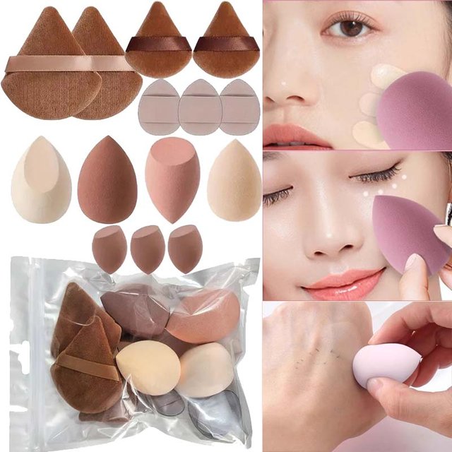 14Pcs Ombre Makeup Sponge Set Dual Use for Liquid/Powder Foundation Beauty Egg Finger Sponges Cosmetic Puff Women Makeup Tools