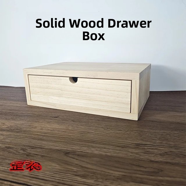 Pure Wood Desktop Single Drawer Storage Box Cosmetic Office Organizer Wooden Drawer Simple Style Square Shape