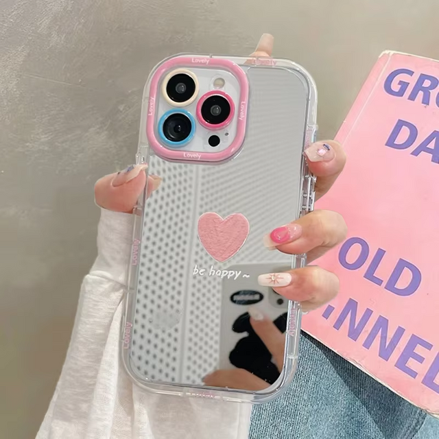 Lovely Love Butterfly Makeup Mirror Case For iPhone 18 17 Air 16 15 14 13 12 Pro Max 16 Plus Silicone Bumper Cute Back Cover Y2k