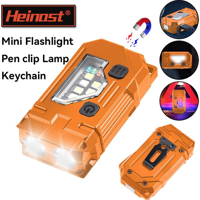 Mini porte-clés EDC lampe de poche torche magnétique Rechargeable Super lumineux poche torche LED stylo pince lampe frontale lampe de pêche en plein air