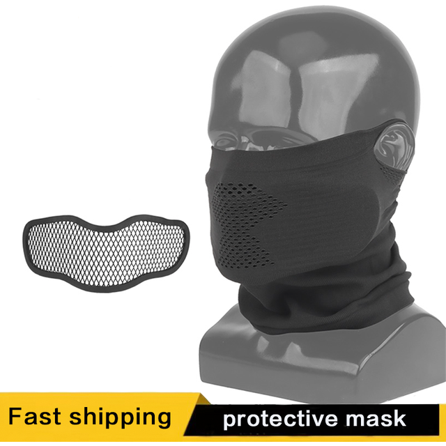 Tactical Half Face Mask Steel Mesh Metal Protective Gear for Cycling Hunting Shooting Sports