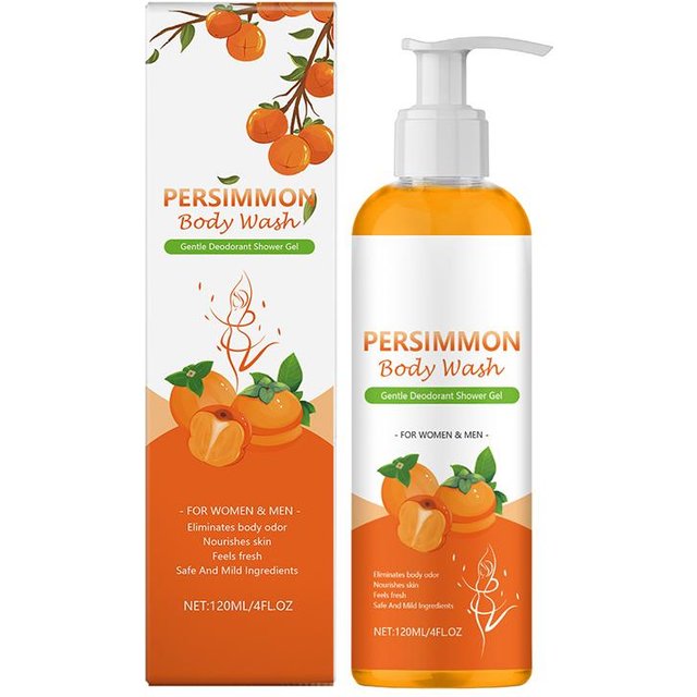 120ml Natural Persimmon Body Wash Refreshing Orange Shower Gel Gentle Mild Oil Control Cleanser Skin Care for Body Wash