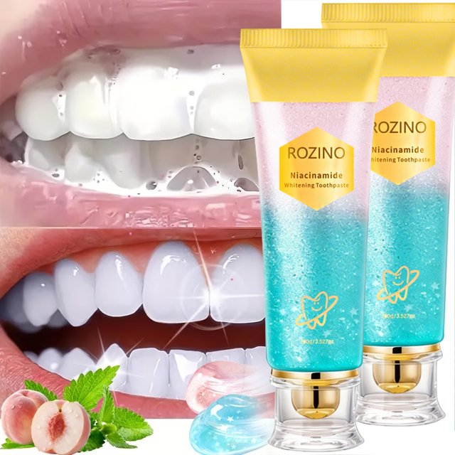 Powerful teeth cleaning toothpaste, containing niacinamide and hydroxyapatite, provides deep cleaning and fresh breath, with a mint flavor. It makes teeth look whiter when brushed, and features a