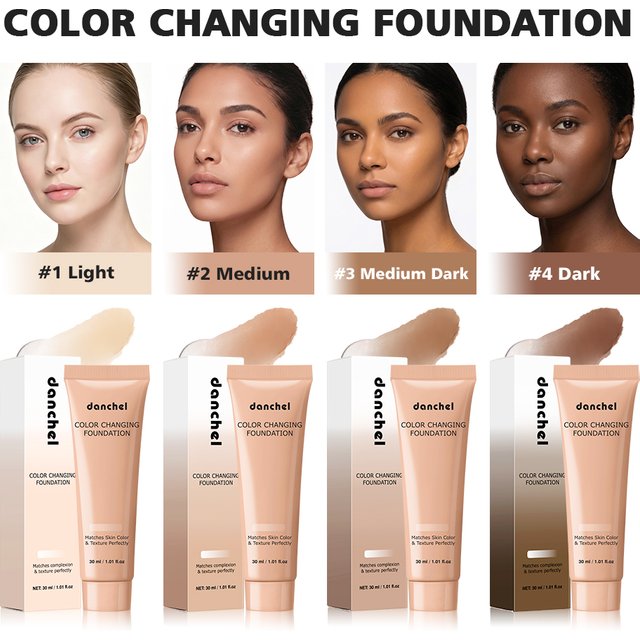 Color Changing Foundation Auto Skin Tone Matching 12H Long Lasting Light Medium Coverage Natural Dewy Face Makeup