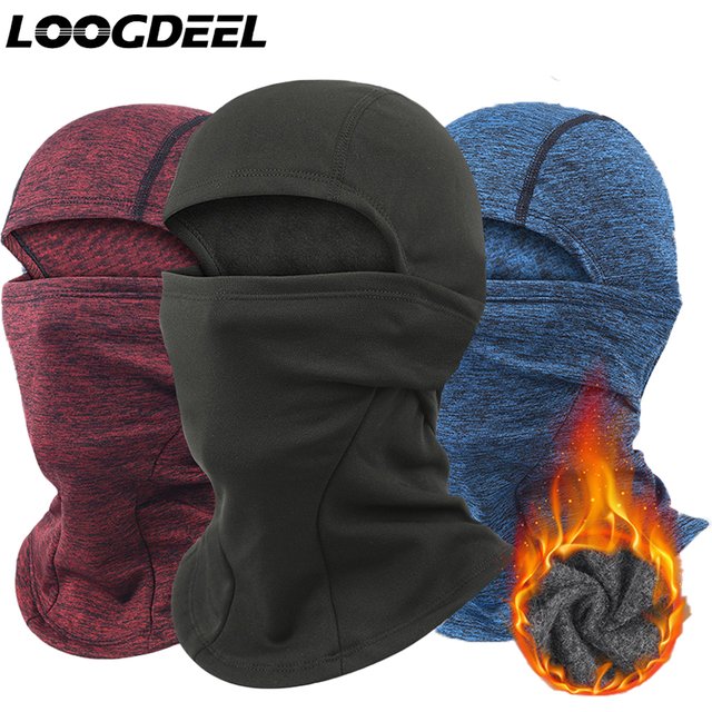 LOOGDEEL Winter Motorcycle Mask Windproof Skiing Neck Cover Helmet Outdoor Cold Head Cover Cycling Fleece Elastic Full Face Mask