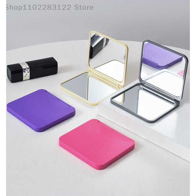 2-Face Makeup Mirror Square Portable Cute Girl'S Gift Hand Mini Mirror Pocket Double-Sided Makeup Mirror Compact Multiple Colors