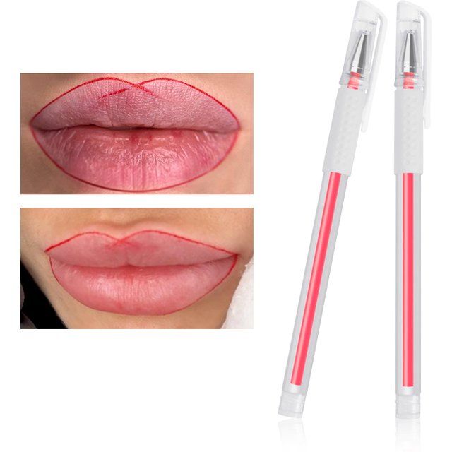 Aimoosi Doppelkopf-Sterilisationsmarkerstift, chirurgischer Hautmarkerstift mit Messband, Positionierungsstift, Permanent-Make-up-Zubehör