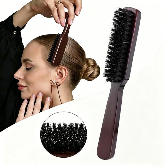 Boar Bristle Hair Brush (Unisex) - Fragrance-Free Professional Barber Styling Bristle Brush, Suitable for Thick/Fine Hair
