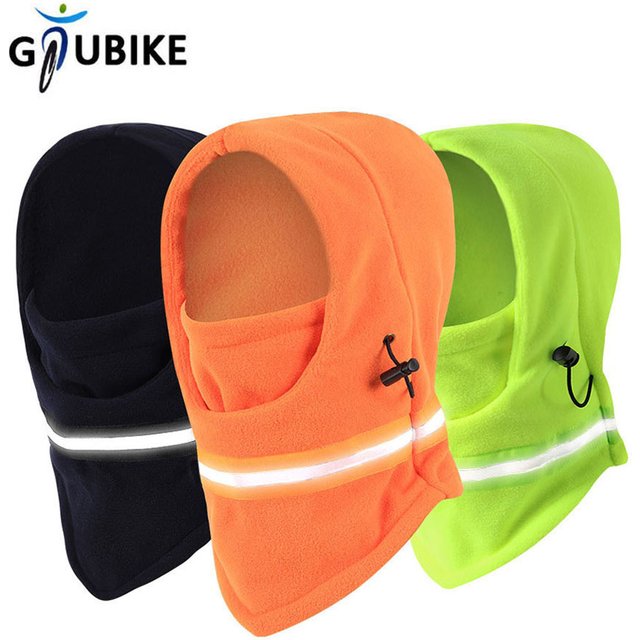 GTUBIKE Fleece Full Face Cover Winter Balaclavas Warm Fishing Riding Skiing Face Mask Windproof Reflective Stripe Hat Neck Mask