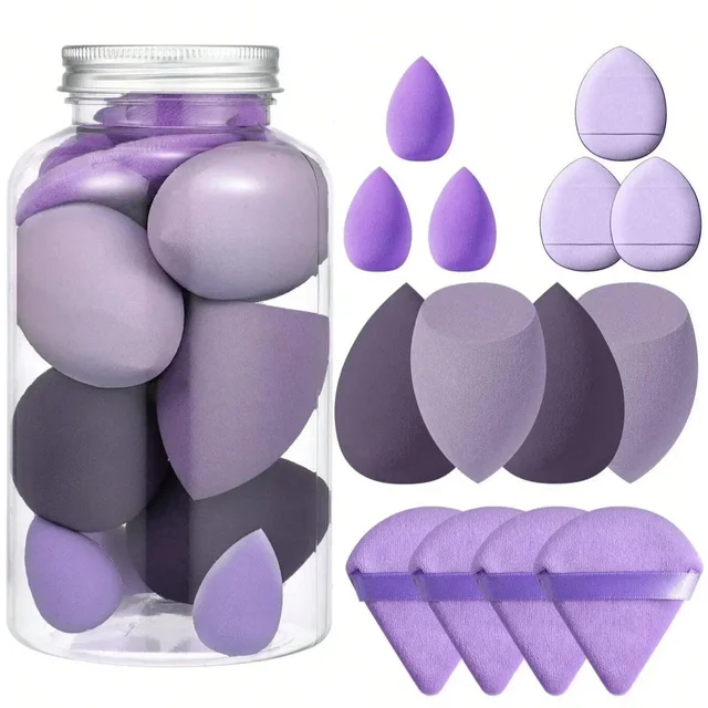 12 14 Pcs Makeup Sponge Blender Beauty Egg for Foundation Powder Application with Storage Bottle Powder Puff Makeup Sponge Set