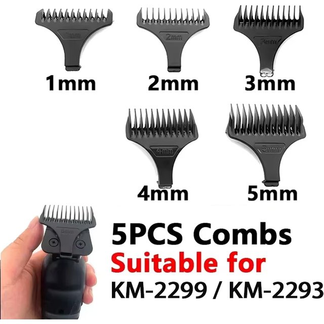 Kemei Hair Trimmer Limit Comb Universal Black Guards Hairdresser Hair Cutting Guide for KM-2293 KM-2299 1 2 3 4 5mm Comb