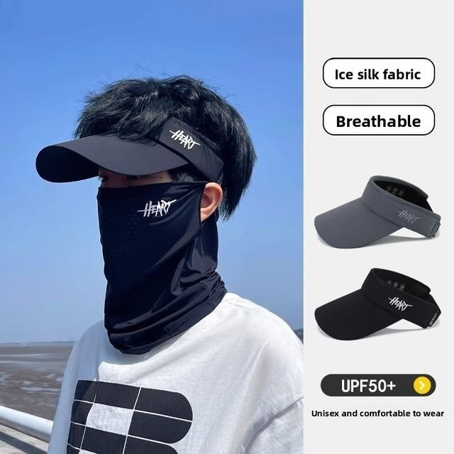 Men's summer UV-blocking sunscreen face mask, women's open-top hat, outdoor sports running sun hat, duckbill cap