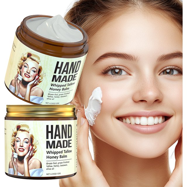 Crème Visage Fouettée au Suif et au Miel Faite Main ENVISHA – Anti-âge, Anti-rides, Éclaircissante, Hydratante, Nourrissante – Beauté et Santé