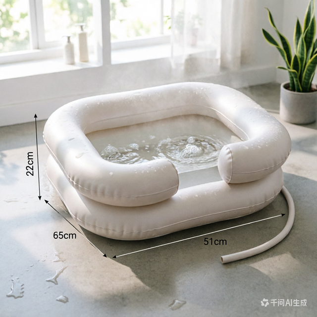 PVC Inflatable Hair Wash Basin, Foldable Shampoo Bowl for Pregnant Women & Disabled, Easy-Drain Design for Bed & Sofa