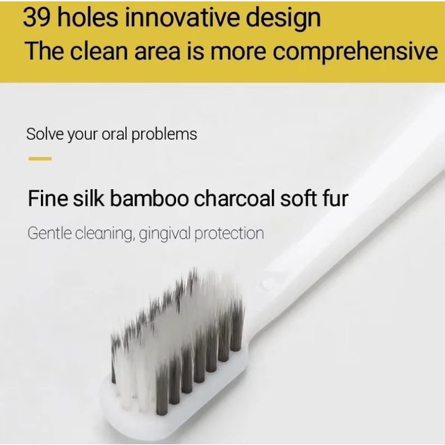 2/4/10PC Bamboo Charcoal Brush Silk Soft Bristle Toothbrushes, Black and White MEN'S AND WOMEN'S Adult Toothbrushes, Family Set