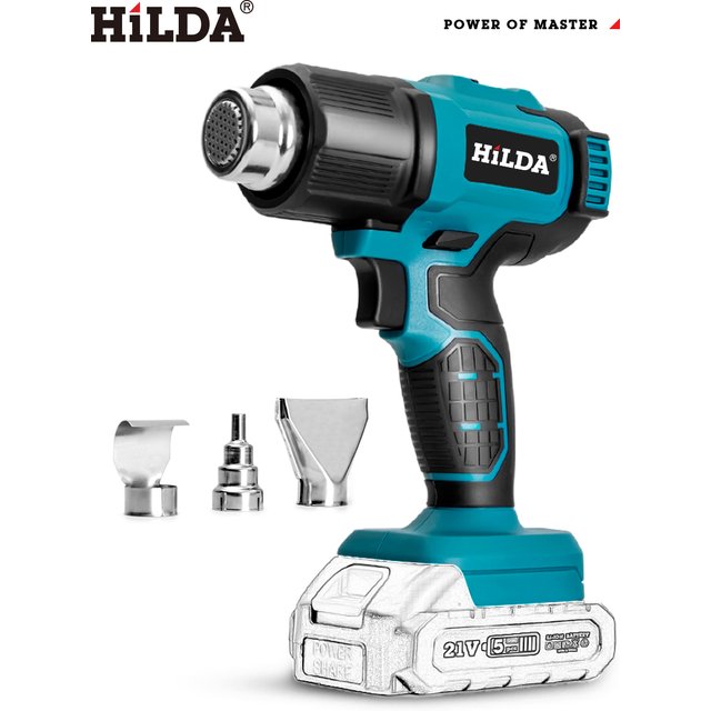 HILDA 21V Handheld Hot Air Gun With Adjustable/Non Adjustable Temperature Reusable Electric Hair Dryer For Makita Battery
