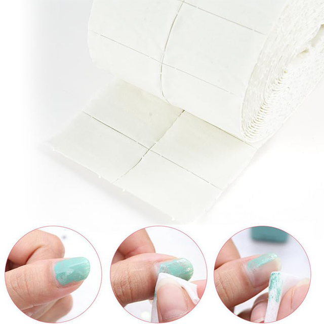 300Pcs/Roll Nail Polish Remover Cotton Pads White Torn Off Lint Free Nail Wipes for Gel Glue Makeup Manicure Cleaning Tool Paper