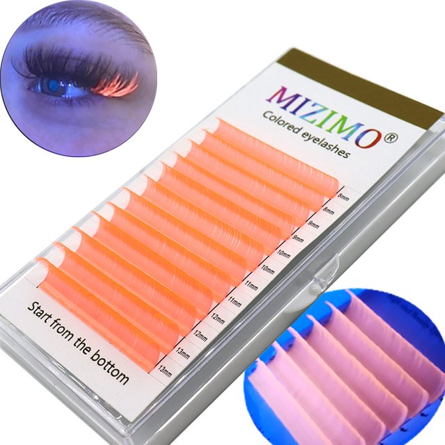 2022 New ColorNew Fluorescent Orange Single Grafted False Eyelashes Soft Natural 12 Rows of Large Capacity Luminous Eye Make up