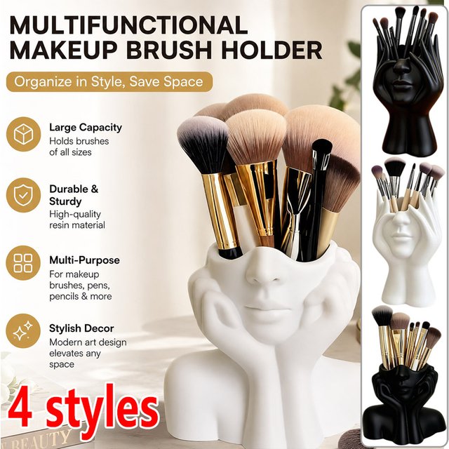 1Pc Creative Human Body Art Desktop Storage Pen Holder, Multifunctional Makeup Brush Organizer, 2 Shapes & Colors Optional