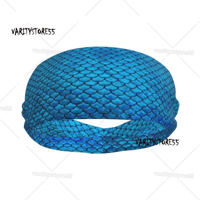 Mermaid Scales Print Elastic Hair Band Yoga Headband Makeup Hair Hoop Headwrap