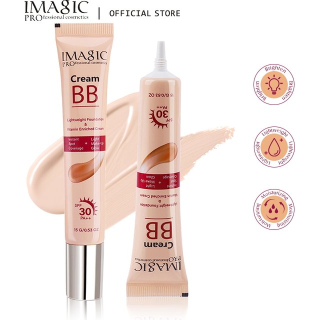 IMAGIC Lightweight Foundation BB Cream Sunscreen Smooth Coverage SPF30 PA++ Long Lasting Light Makeup Glow FA-142 15g