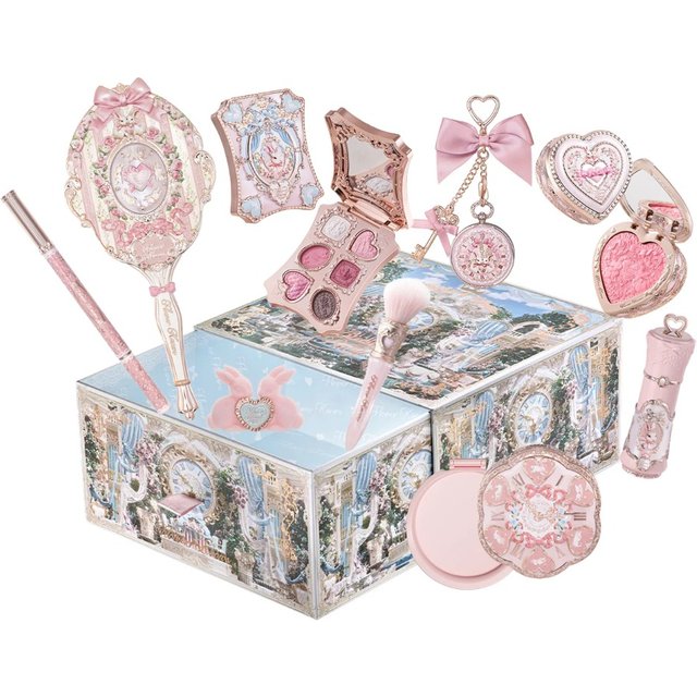 Flower Knows Bunny Garden Makeup Set - Vegan Cruelty-Free Cosmetics Box with Blush Eyeshadow Lip Gloss High-Quality Gift Set