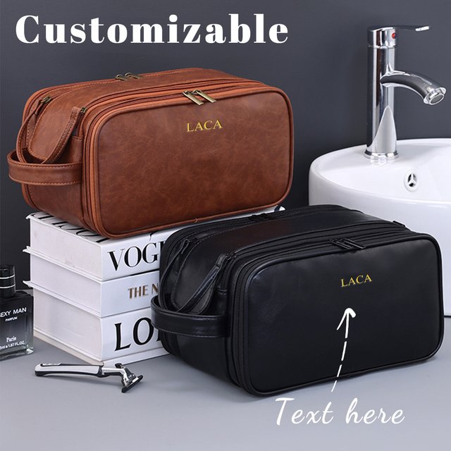 Customized Name Multi-Functional PU Men's Toiletry Bag, Large Capacity, High-End Style Makeup Bag, Cosmetics Storage Bag