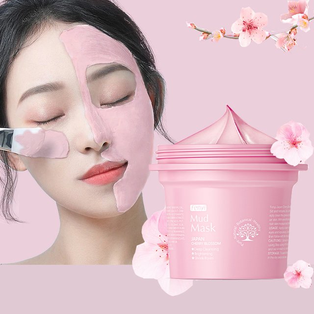 100g Japan Sakura Mud Face Mask Reduce Wrinkle Night Facial Packs Skin Clean Blackhead Pores Smearing Mud Mask Skin Care