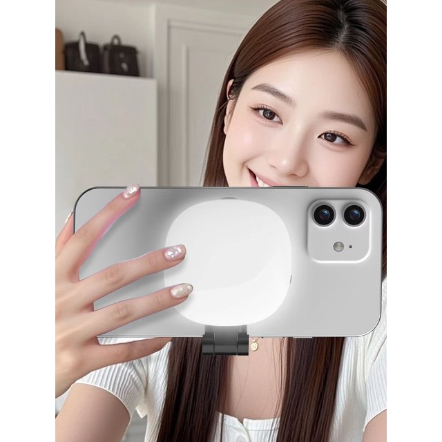 LED Phone Selfie Ring Light with Mirror, Dimmable 3 Light Modes, White Black Pink Available for Phone Makeup Video Vlog
