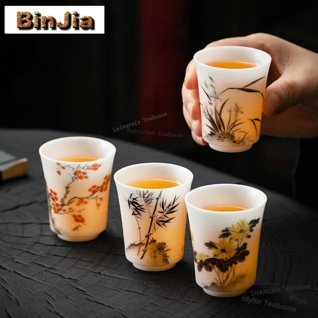 Tasse Master en porcelaine de mouton peinte à la main, tasse à thé de luxe, ornements parfumés, boutique, variété de graisse, 70ml, 4 pièces par ensemble