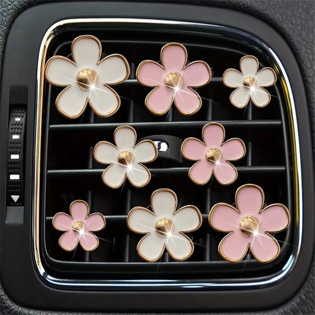 4 pièces/ensemble petite sortie d'air de voiture parfum décoration Clip fleur marguerite Design