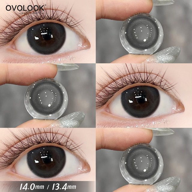 OVOLOOK-2Pcs Half Year Black Brown Contact Lenses Fast Shipping Natural Beauty Cosmetic Eye Color Lenses 14.5mm/14.2mm