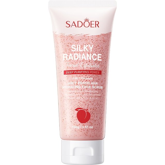 100g Peach Aha Facial Scrub Deep Cleansing Hydrating Physical Exfoliator Brightening Skin with Granules for Radiance
