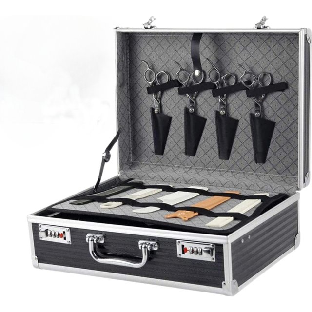 Barber Large Capacity Hair Styling Tools Storage Suitcase Makeup Organizer Shockproof Metal with Lock Suitcase Salon Tools Boxes