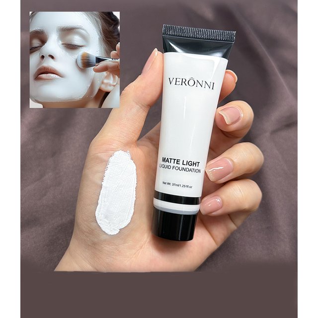 White Toning Liquid Foundation Water-Resistant, Matte Natural Finish, Lightweight Non-Sticky Foundation Concealer, Halloween Mak