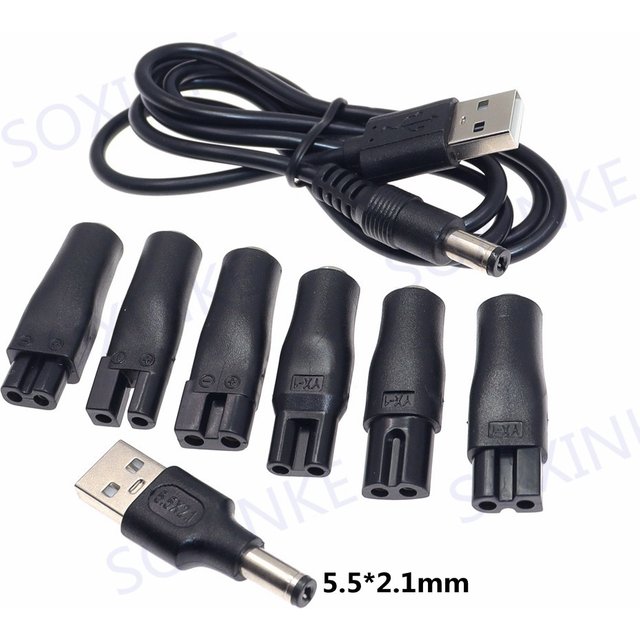 8 PCS Power Cord 5V Replacement Charger USB Adapter Suitable for All Kinds of Electric Hair Clippers