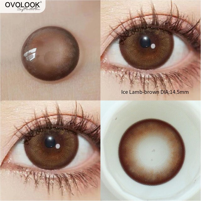 OVOLOOK-2pcs/pair Brown Colored Contact Lenses For Eyes Natural Black Lenses Big Eye Makeup Cosmetic beauty blue Contact Lenses