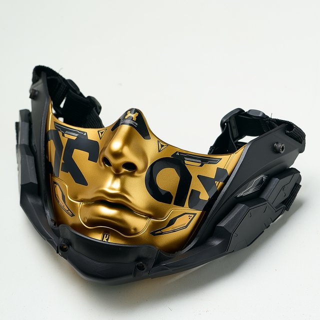 JAUPTO Halloween Cosplay Half Face Mask Mecha Cyberpunk Style Adjustable Breathable Tactical Face Cover