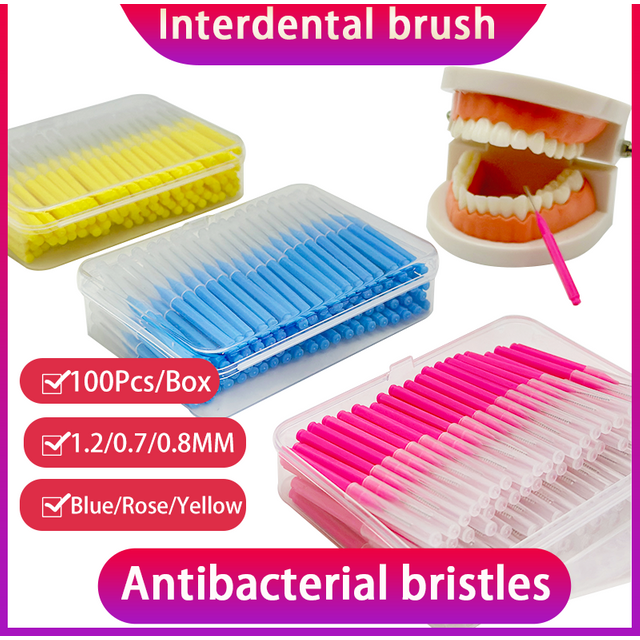I-type push pull interdental brush 100Pcs/box Cleaning Between Teeth Oral Care Orthodontic I Shape Tooth Floss Escova