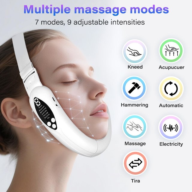 Vibration Chin-Up V Face Massager for Face EMS Facial Lifter Beauty Device Double Chin Remover V-Line Up Facelift Shaper Belt